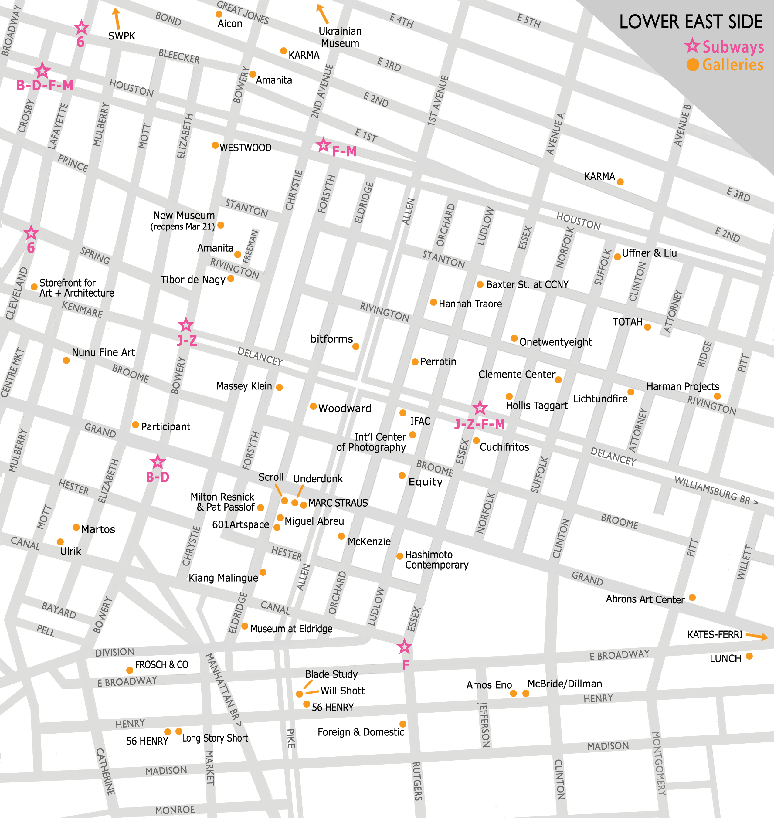 Lower East Side Gallery Map
