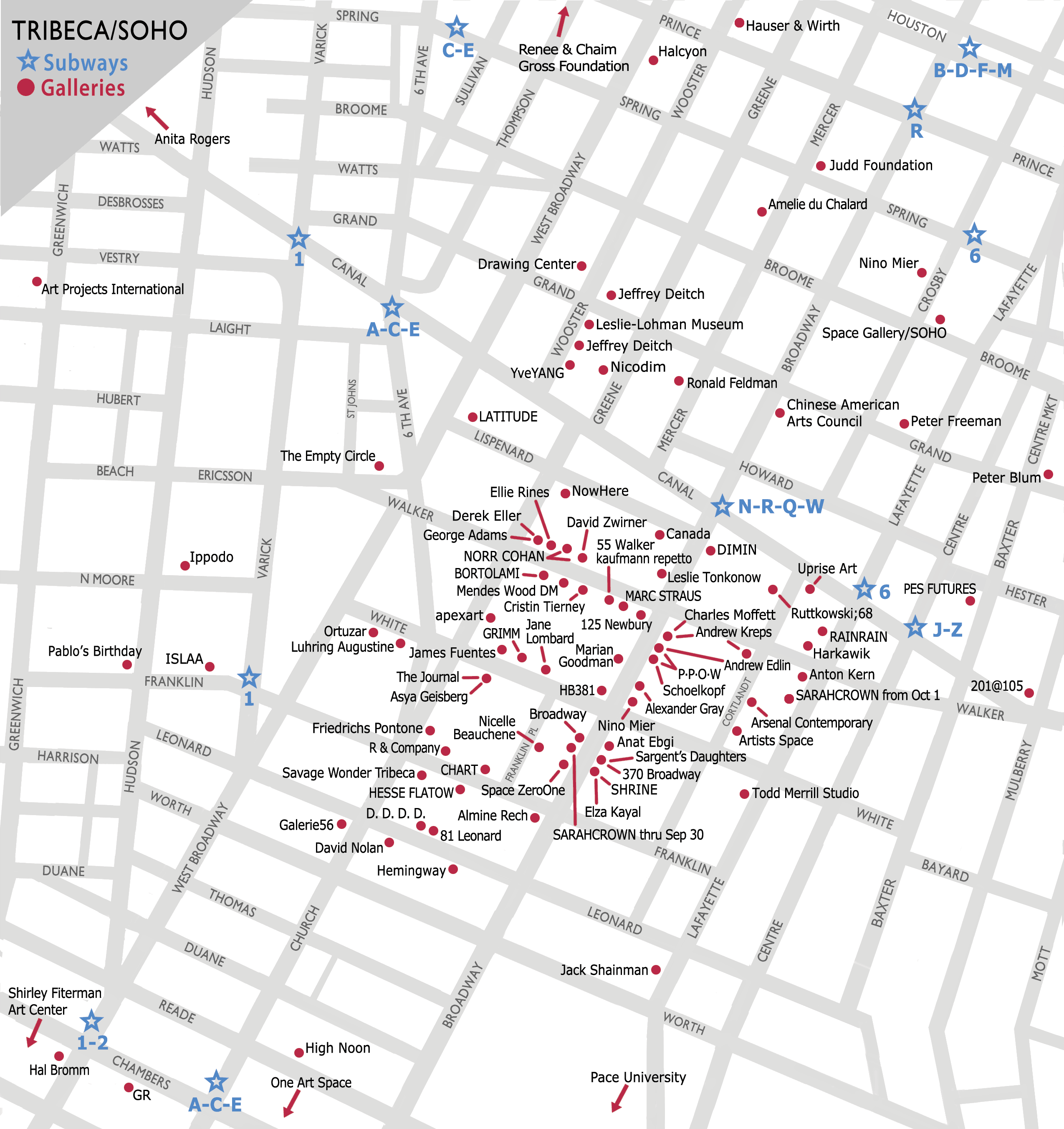 SOHO/Tribeca Gallery Map